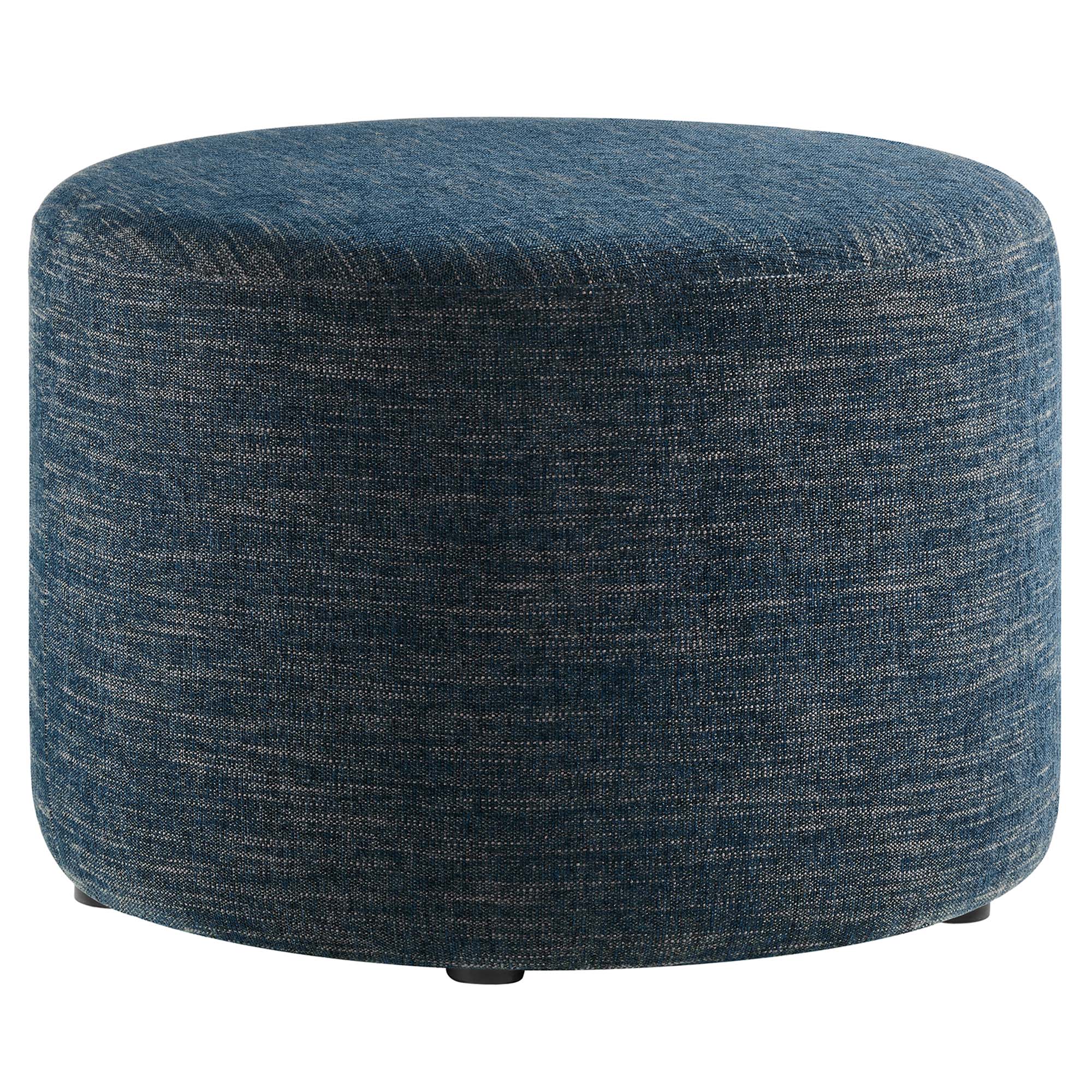 Callum Large 23" Round Woven Heathered Fabric Upholstered Ottoman - Heathered Weave Azure