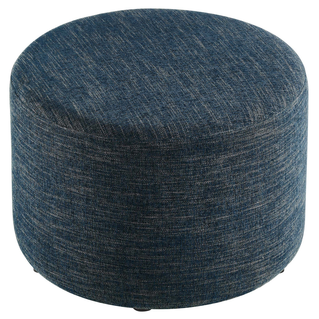 Callum Large 23" Round Woven Heathered Fabric Upholstered Ottoman - Heathered Weave Azure