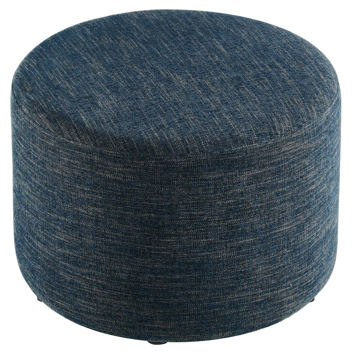 Callum Large 23" Round Woven Heathered Fabric Upholstered Ottoman - Heathered Weave Azure