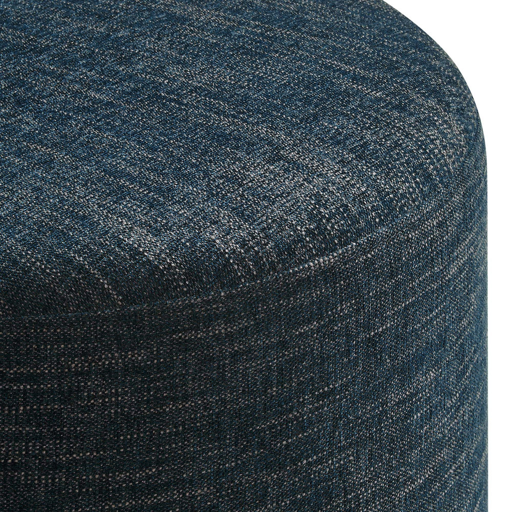 Callum Large 23" Round Woven Heathered Fabric Upholstered Ottoman - Heathered Weave Azure