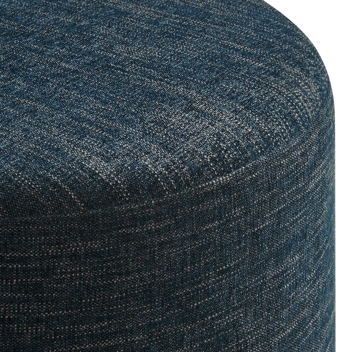 Callum Large 23" Round Woven Heathered Fabric Upholstered Ottoman - Heathered Weave Azure