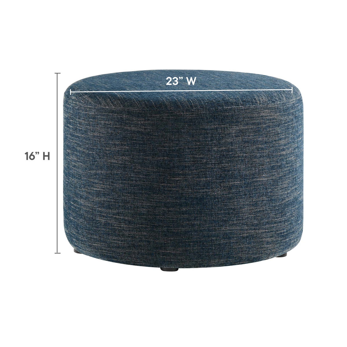 Callum Large 23" Round Woven Heathered Fabric Upholstered Ottoman - Heathered Weave Azure