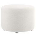 Callum Large 23" Round Woven Heathered Fabric Upholstered Ottoman - Heathered Weave Ivory