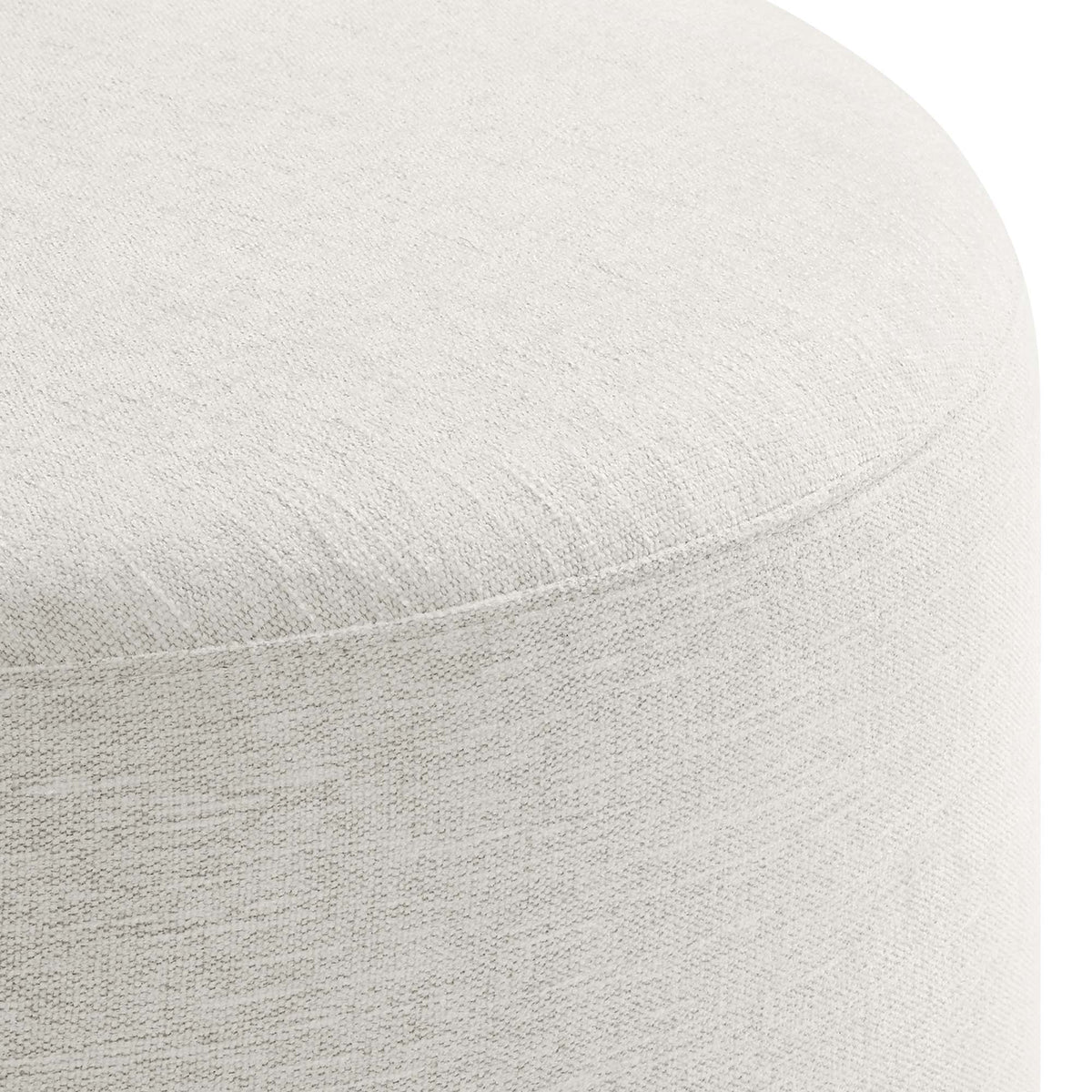 Callum Large 23" Round Woven Heathered Fabric Upholstered Ottoman - Heathered Weave Ivory