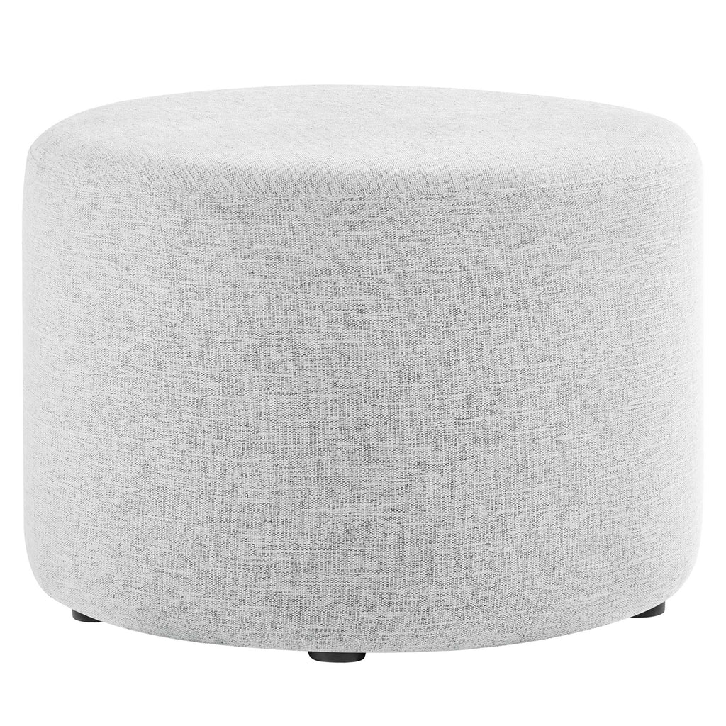 Callum Large 23" Round Woven Heathered Fabric Upholstered Ottoman - Heathered Weave Light Gray
