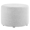 Callum Large 23" Round Woven Heathered Fabric Upholstered Ottoman - Heathered Weave Light Gray