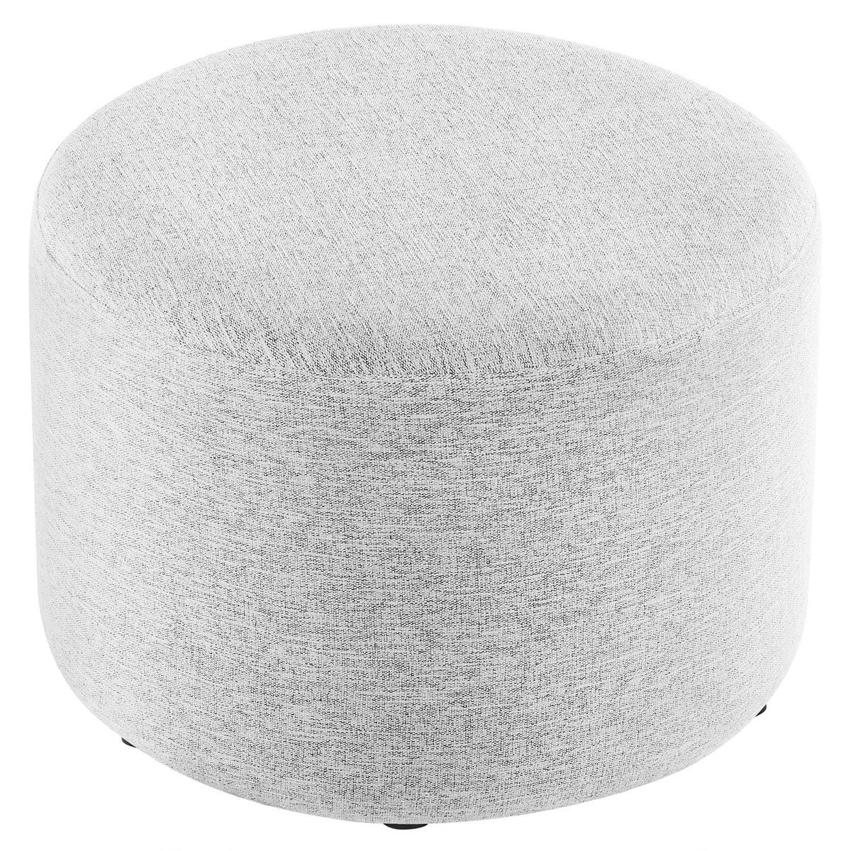 Callum Large 23" Round Woven Heathered Fabric Upholstered Ottoman - Heathered Weave Light Gray