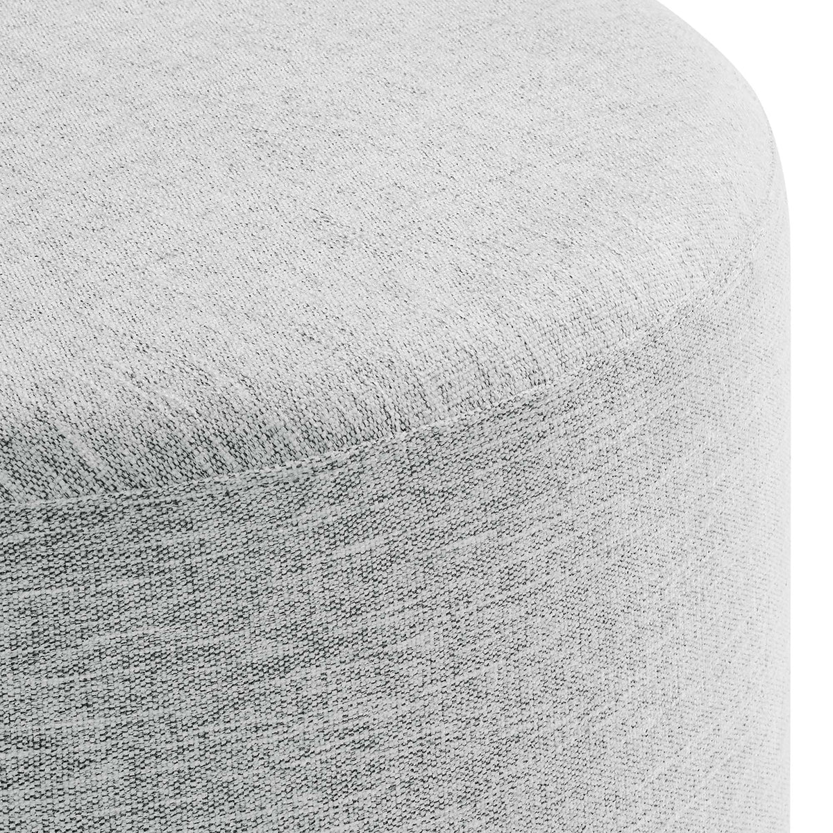 Callum Large 23" Round Woven Heathered Fabric Upholstered Ottoman - Heathered Weave Light Gray