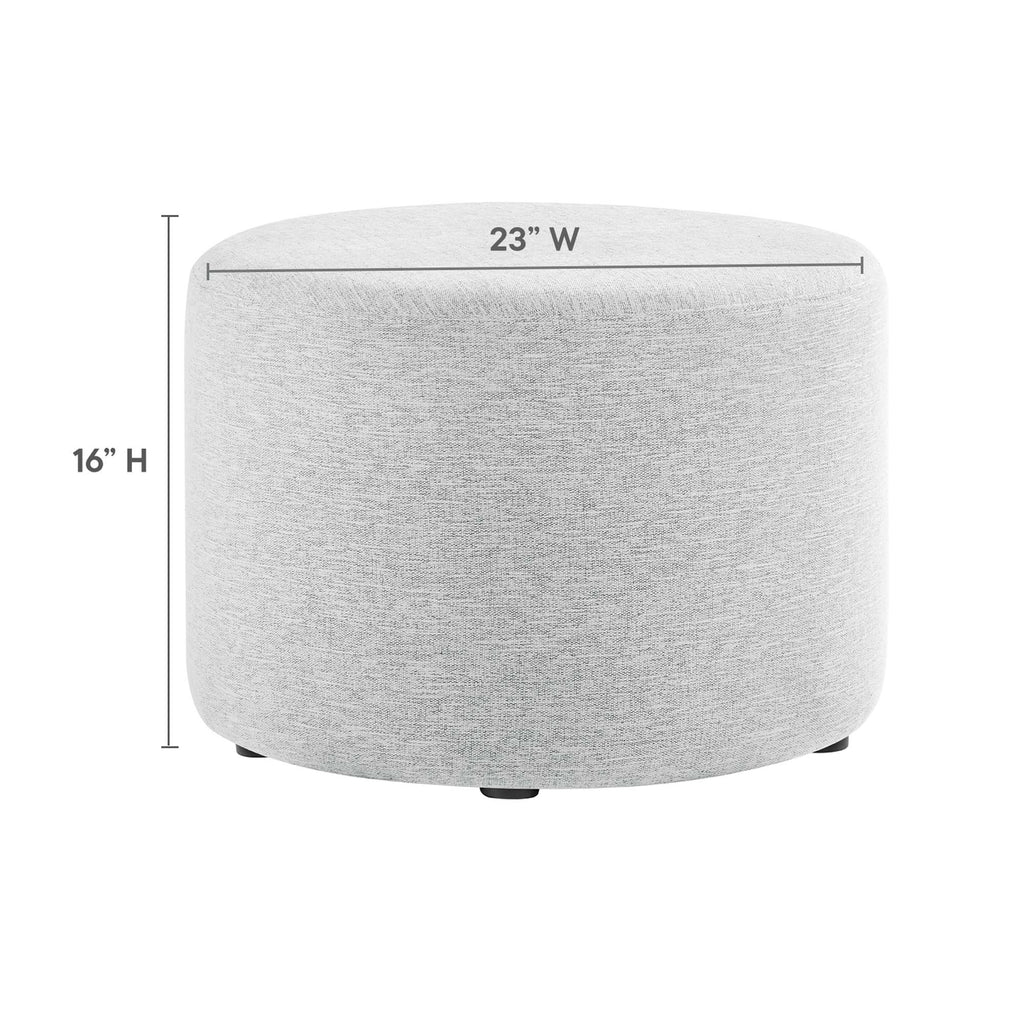Callum Large 23" Round Woven Heathered Fabric Upholstered Ottoman - Heathered Weave Light Gray