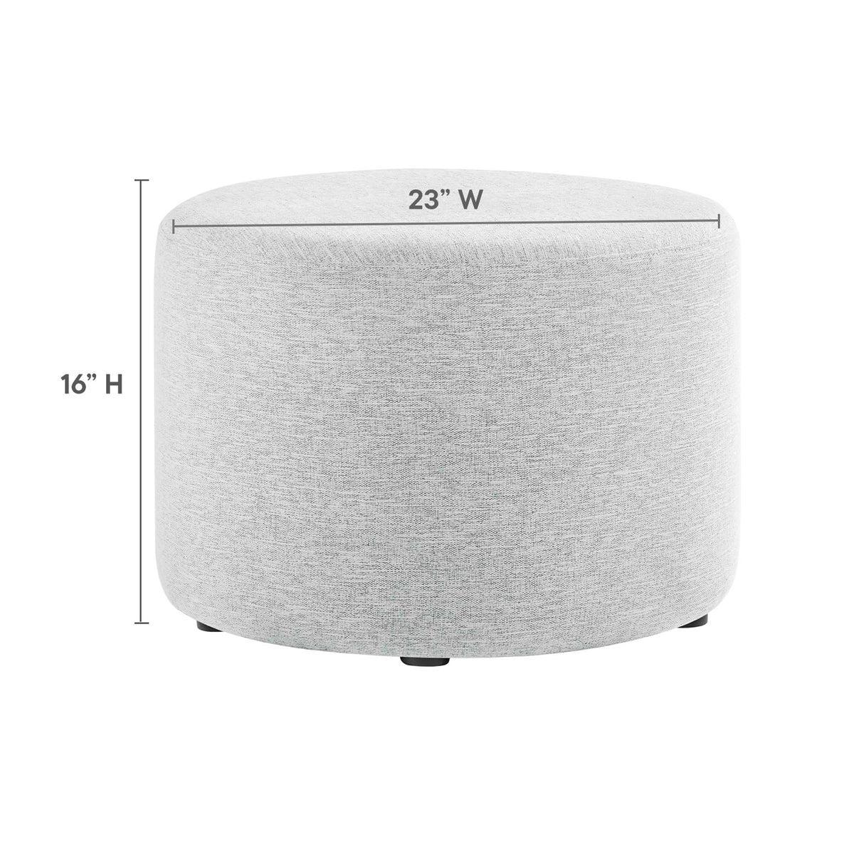Callum Large 23" Round Woven Heathered Fabric Upholstered Ottoman - Heathered Weave Light Gray