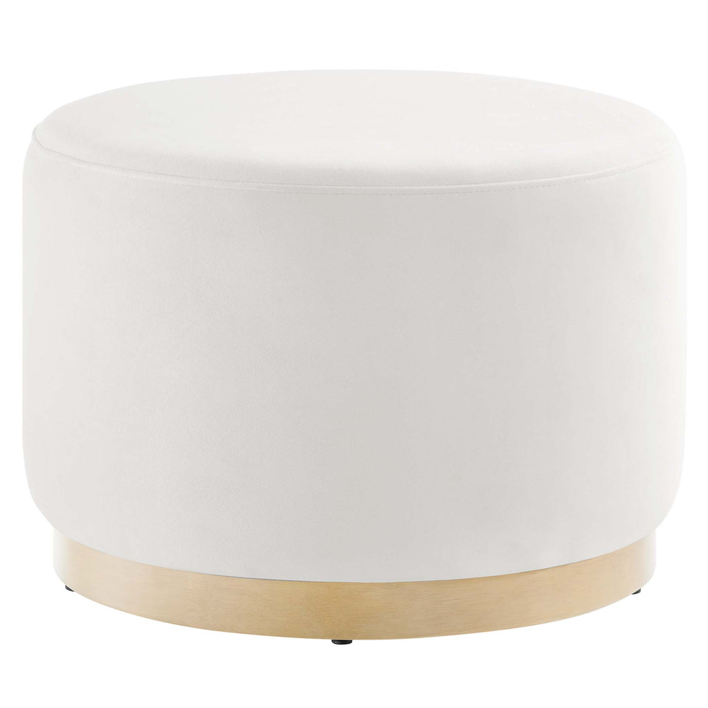 Tilden Large 23" Round Performance Velvet Upholstered Ottoman - Alabaster Natural