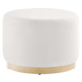Tilden Large 23" Round Performance Velvet Upholstered Ottoman - Alabaster Natural