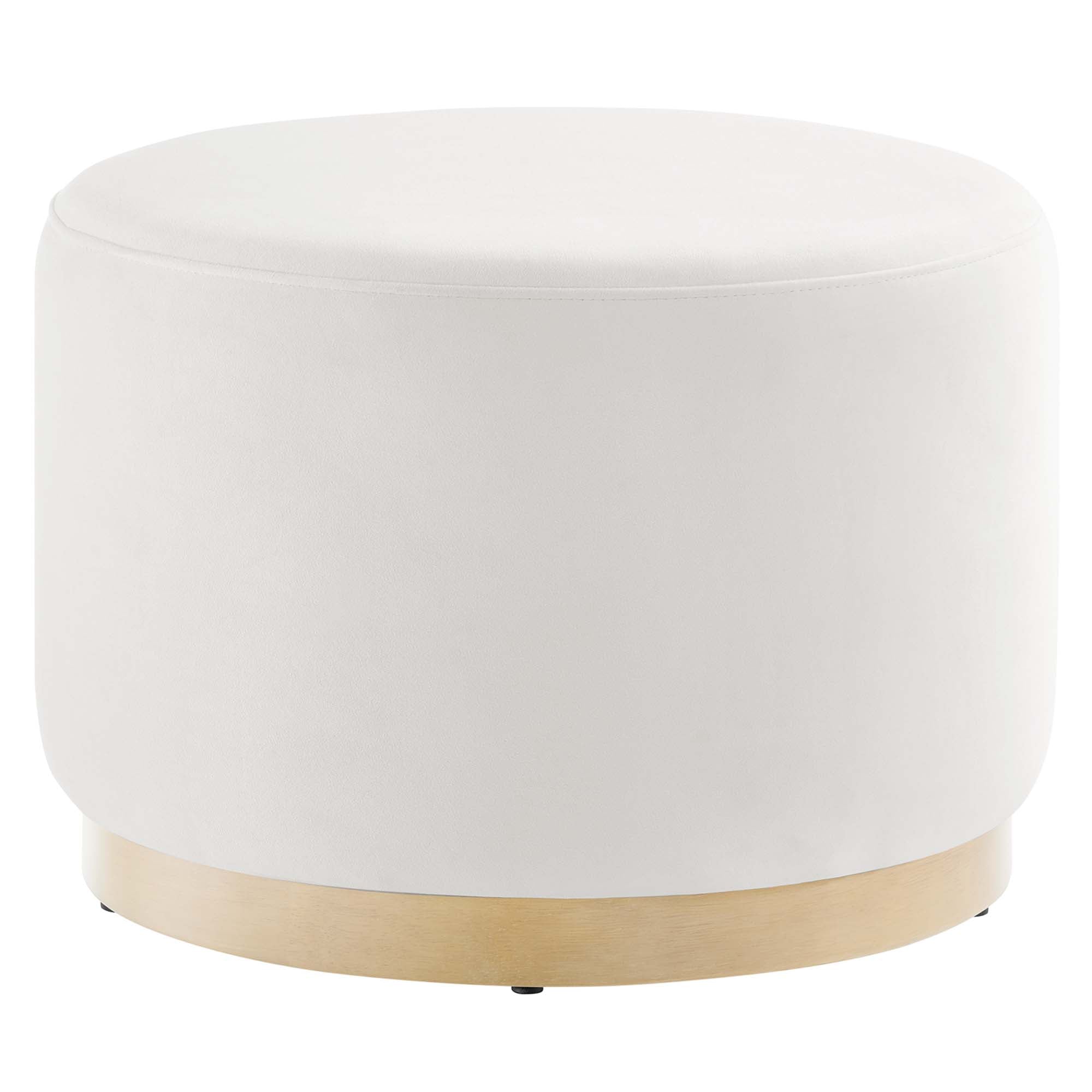 Tilden Large 23" Round Performance Velvet Upholstered Ottoman - Alabaster Natural