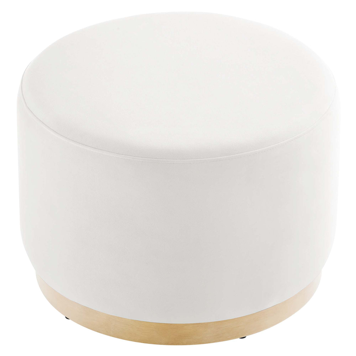 Tilden Large 23" Round Performance Velvet Upholstered Ottoman - Alabaster Natural