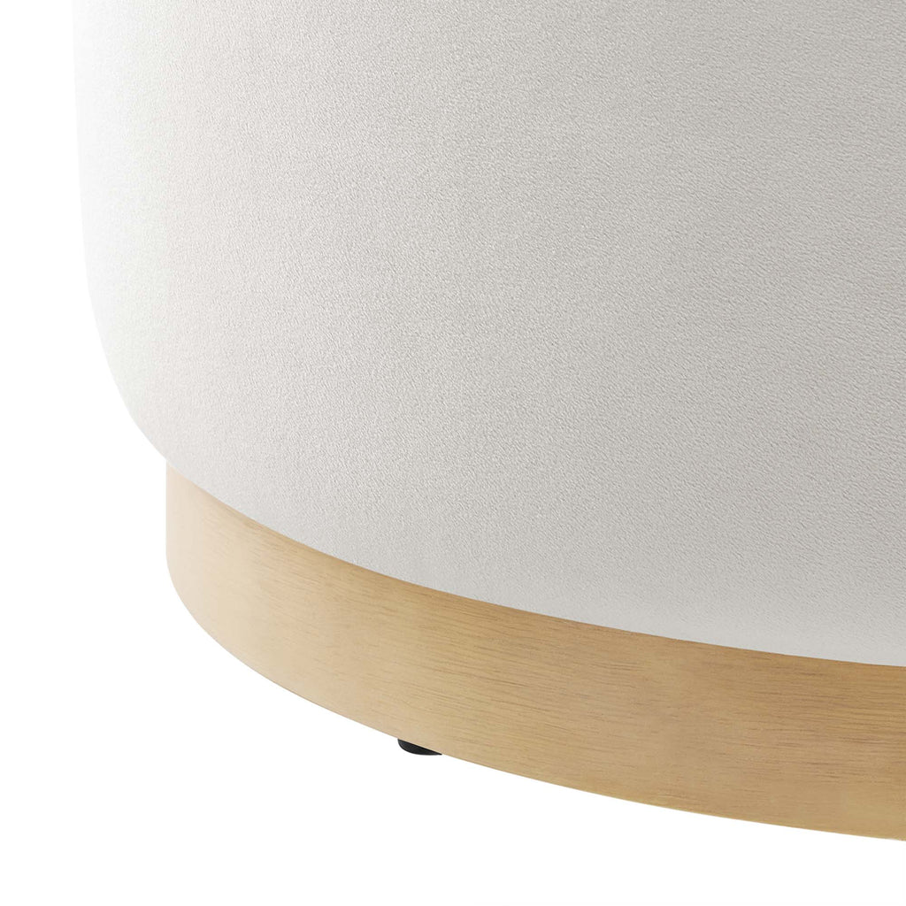 Tilden Large 23" Round Performance Velvet Upholstered Ottoman - Alabaster Natural