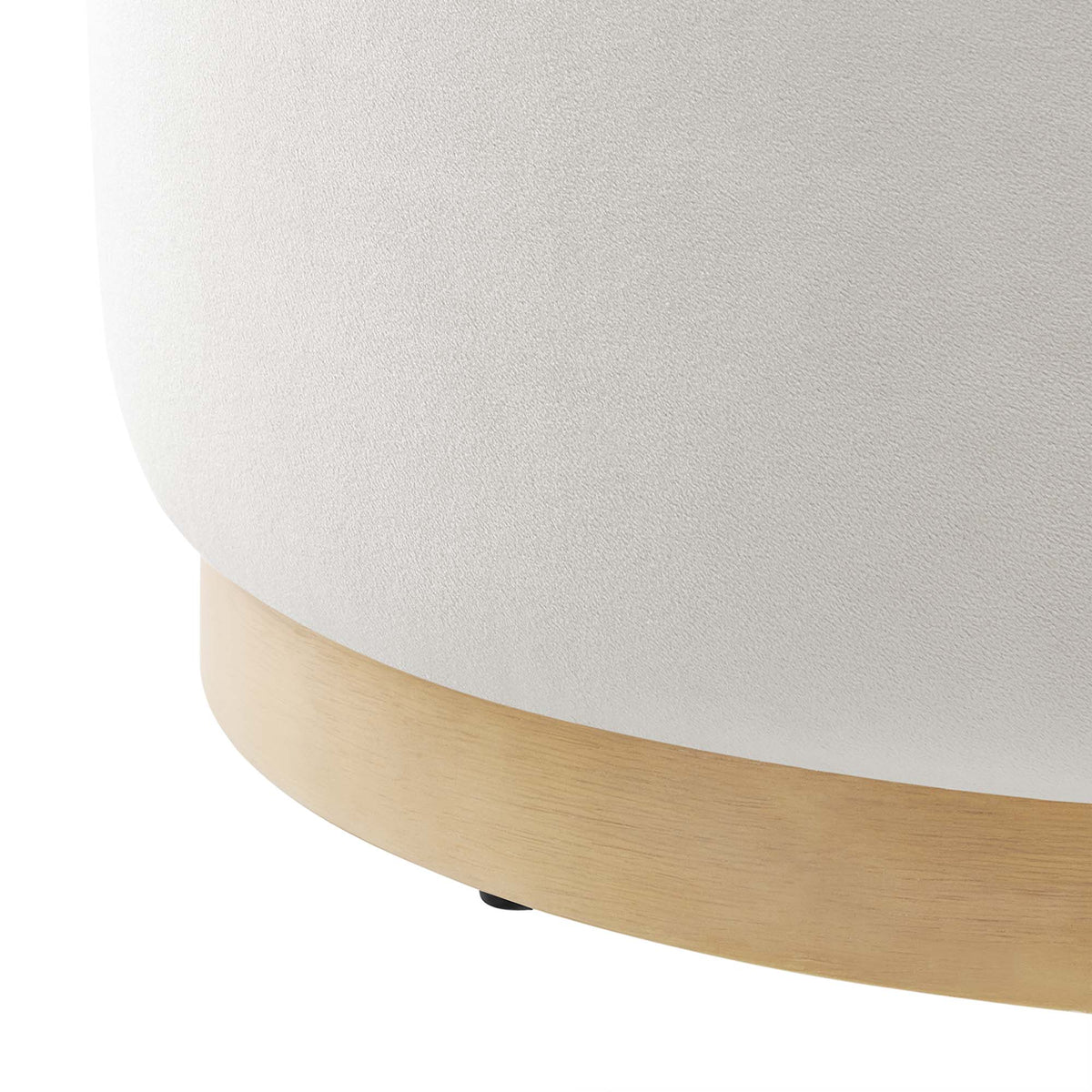 Tilden Large 23" Round Performance Velvet Upholstered Ottoman - Alabaster Natural