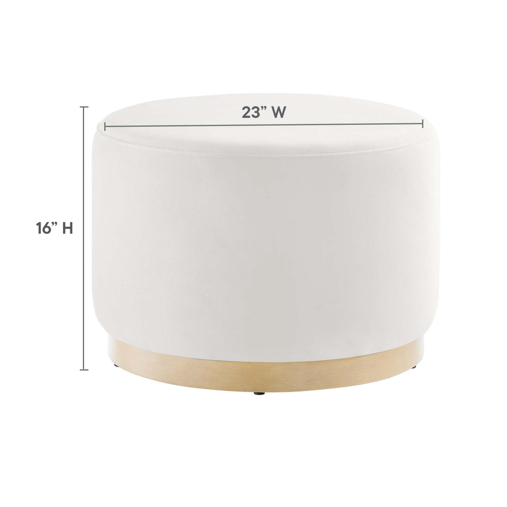 Tilden Large 23" Round Performance Velvet Upholstered Ottoman - Alabaster Natural