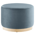 Tilden Large 23" Round Performance Velvet Upholstered Ottoman - Cadet Blue Natural
