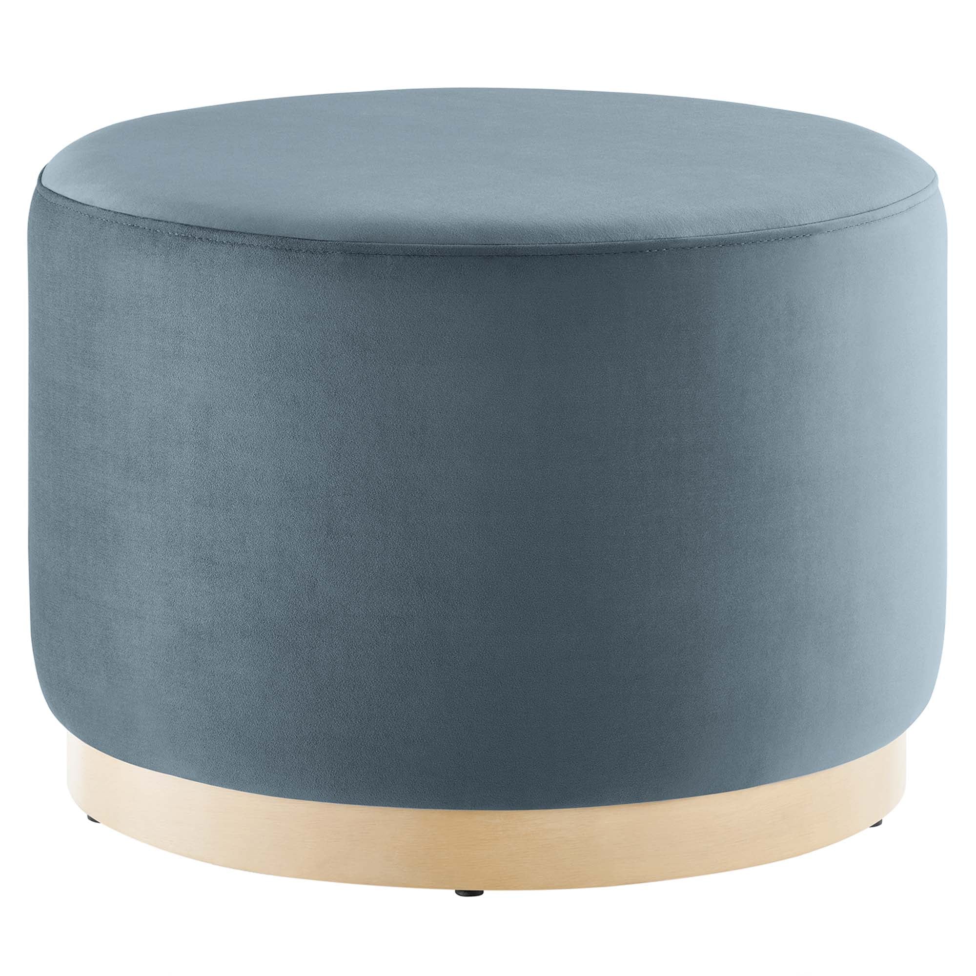 Tilden Large 23" Round Performance Velvet Upholstered Ottoman - Cadet Blue Natural