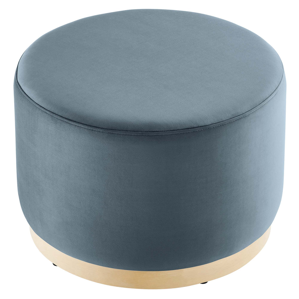 Tilden Large 23" Round Performance Velvet Upholstered Ottoman - Cadet Blue Natural