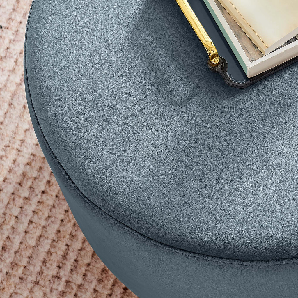 Tilden Large 23" Round Performance Velvet Upholstered Ottoman - Cadet Blue Natural