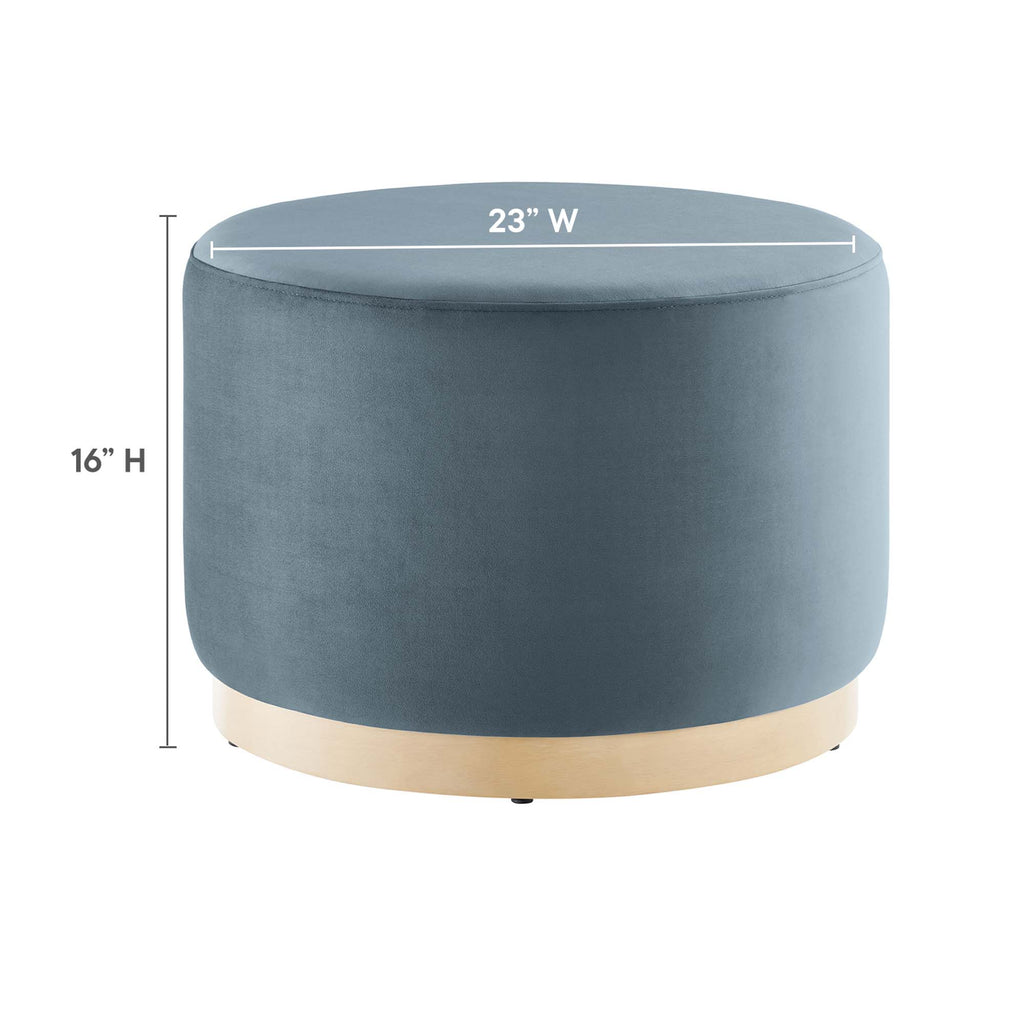 Tilden Large 23" Round Performance Velvet Upholstered Ottoman - Cadet Blue Natural