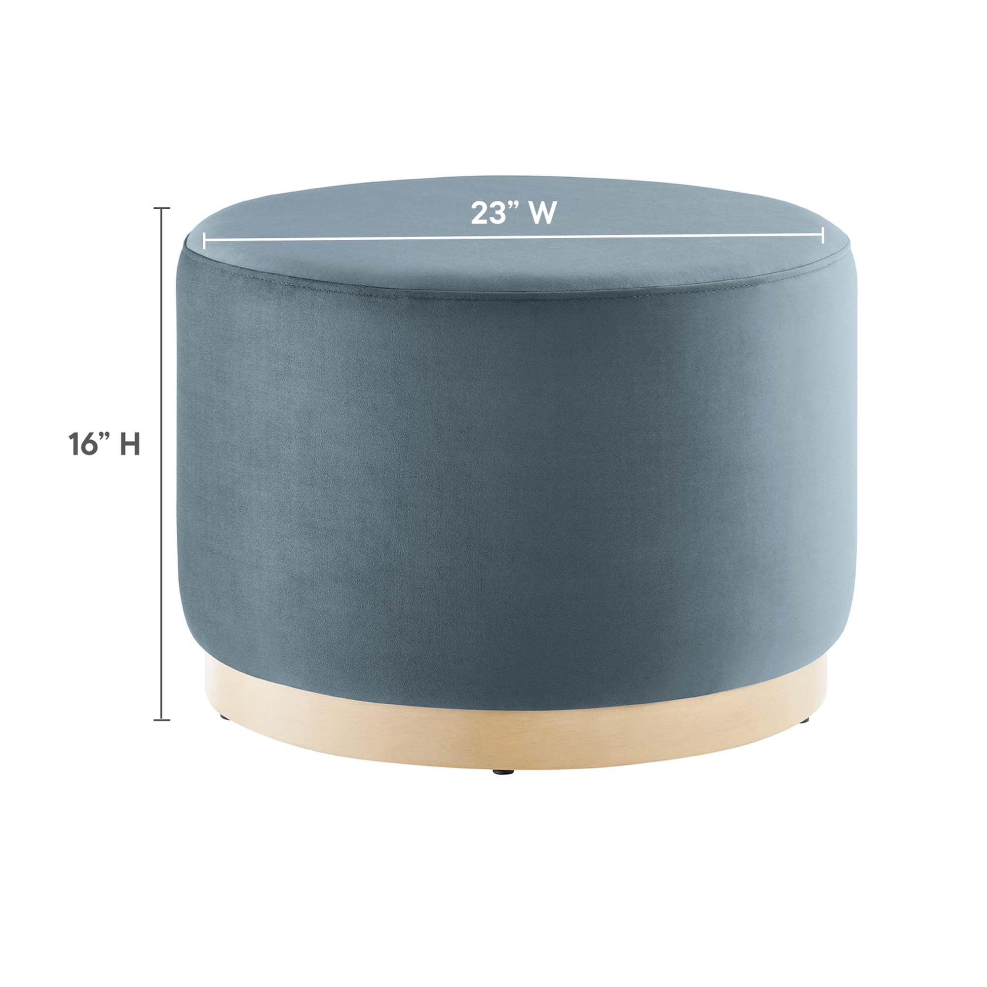 Tilden Large 23" Round Performance Velvet Upholstered Ottoman - Cadet Blue Natural