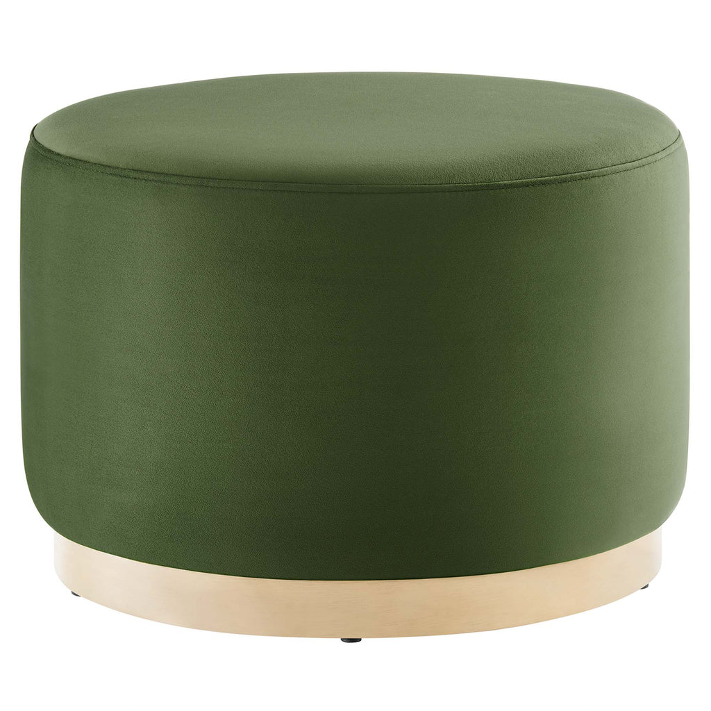 Tilden Large 23" Round Performance Velvet Upholstered Ottoman - Moss Green Natural