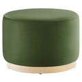 Tilden Large 23" Round Performance Velvet Upholstered Ottoman - Moss Green Natural