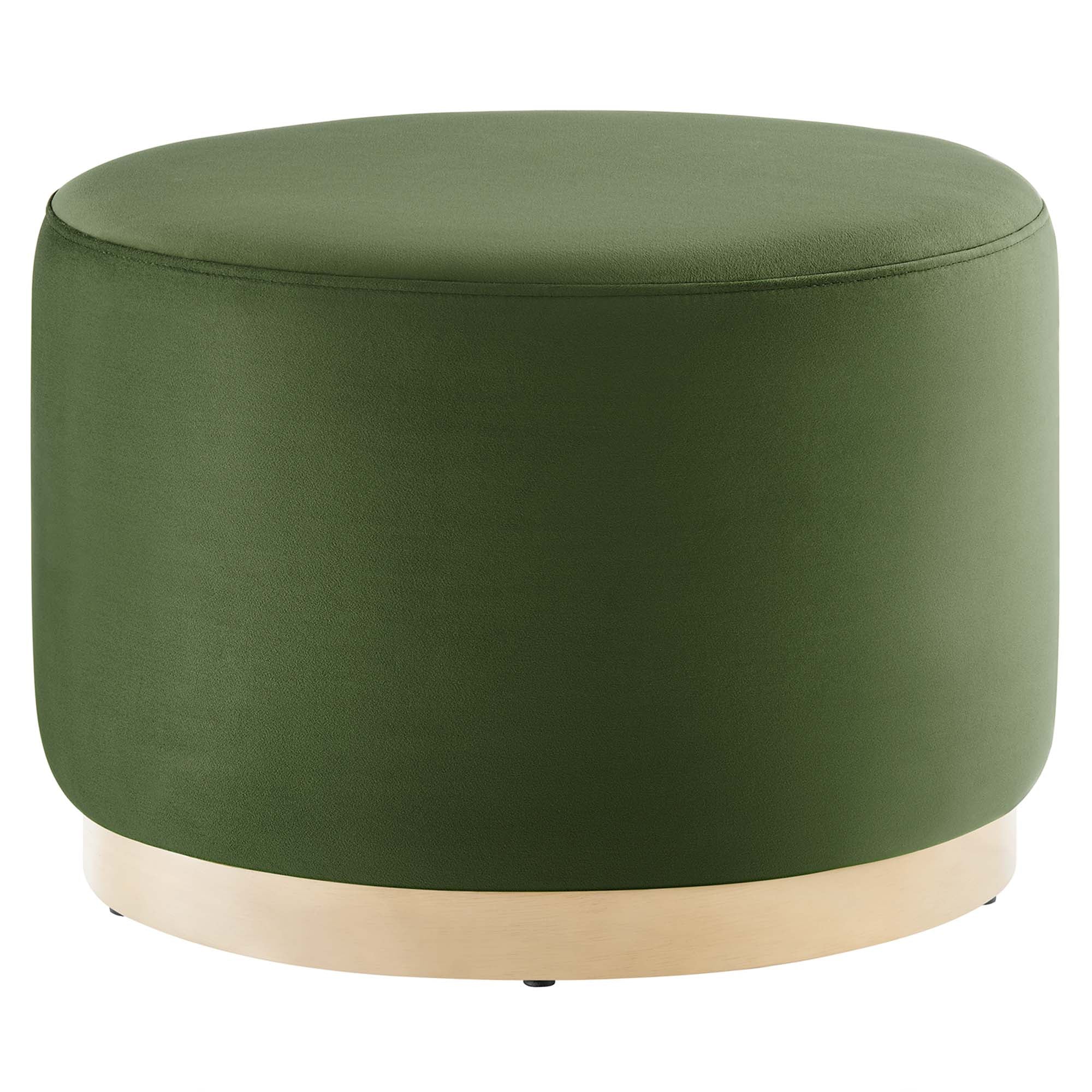 Tilden Large 23" Round Performance Velvet Upholstered Ottoman - Moss Green Natural