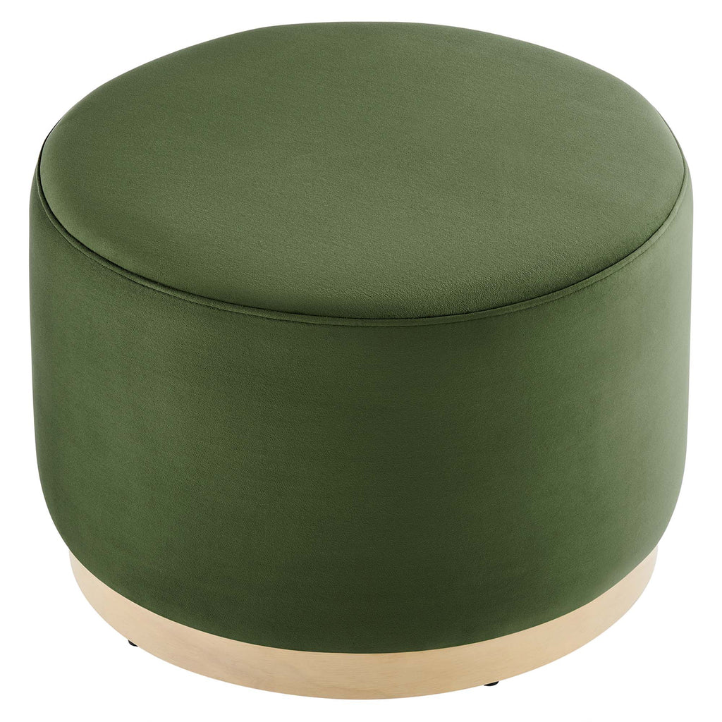 Tilden Large 23" Round Performance Velvet Upholstered Ottoman - Moss Green Natural