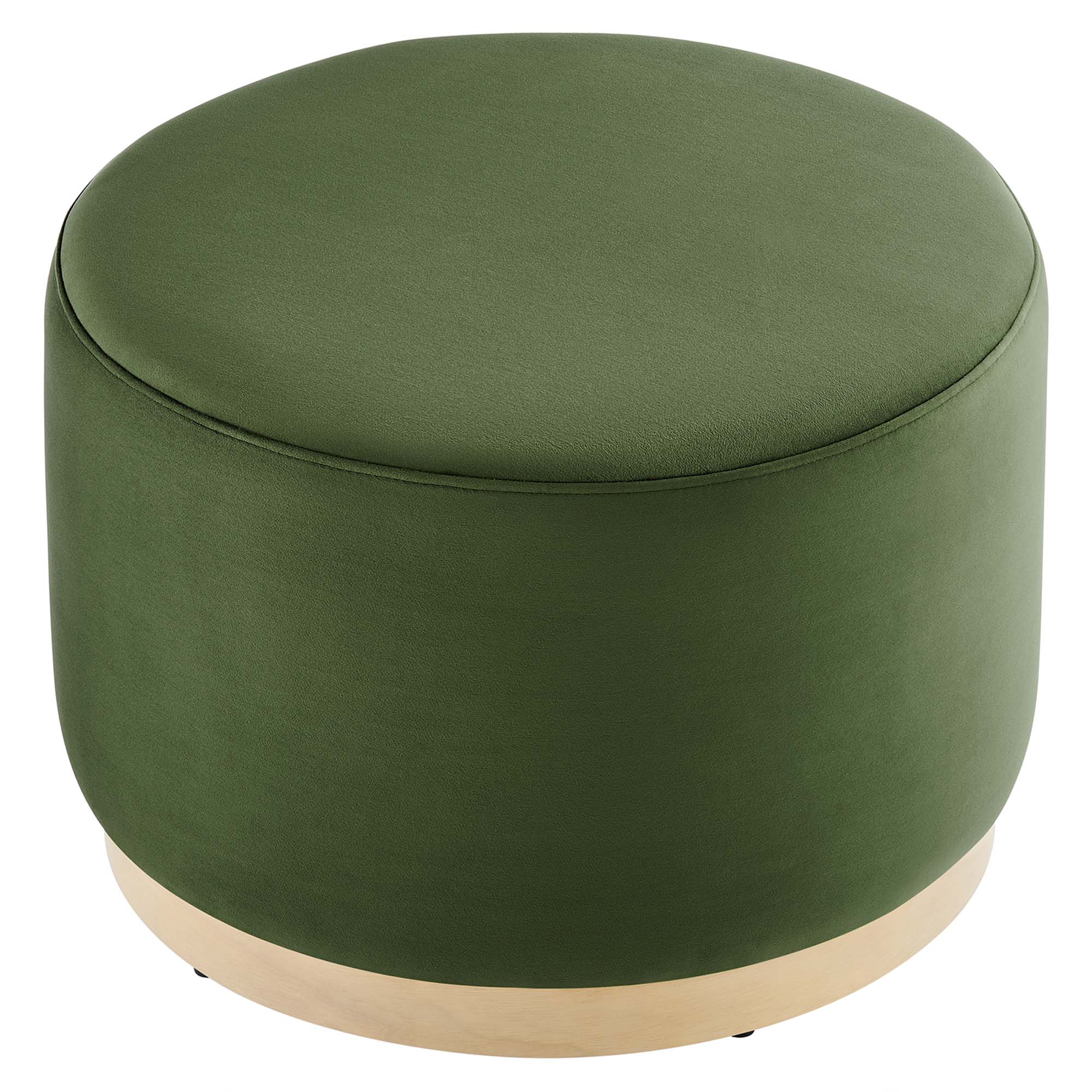 Tilden Large 23" Round Performance Velvet Upholstered Ottoman - Moss Green Natural