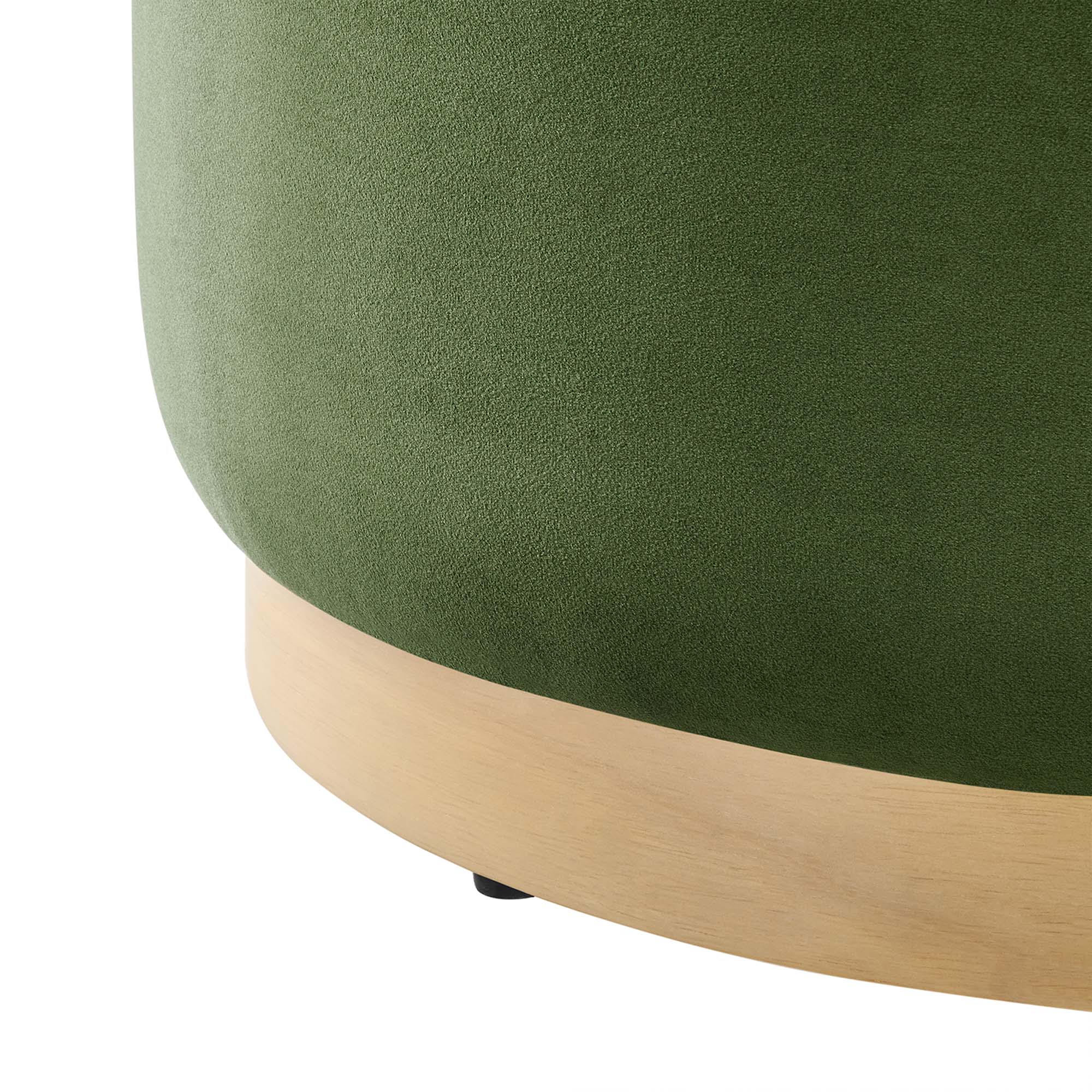 Tilden Large 23" Round Performance Velvet Upholstered Ottoman - Moss Green Natural