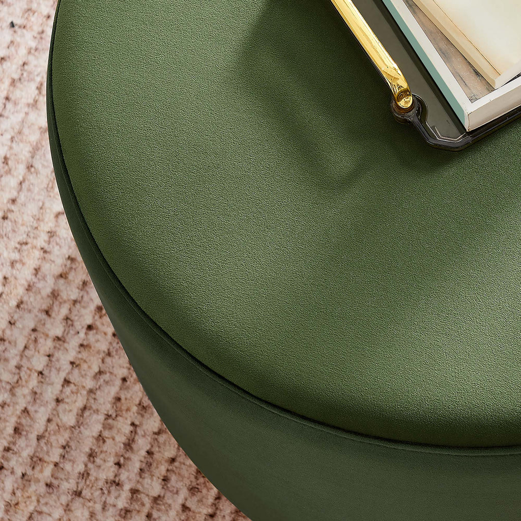 Tilden Large 23" Round Performance Velvet Upholstered Ottoman - Moss Green Natural