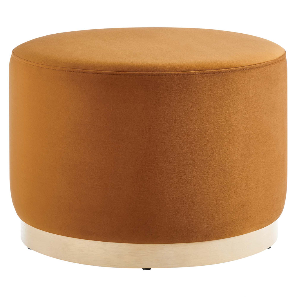 Tilden Large 23" Round Performance Velvet Upholstered Ottoman - Rust Natural