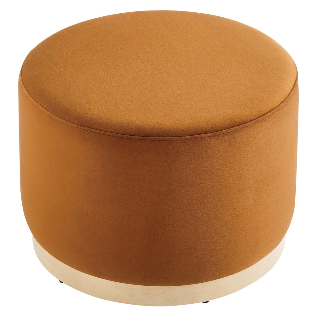 Tilden Large 23" Round Performance Velvet Upholstered Ottoman - Rust Natural