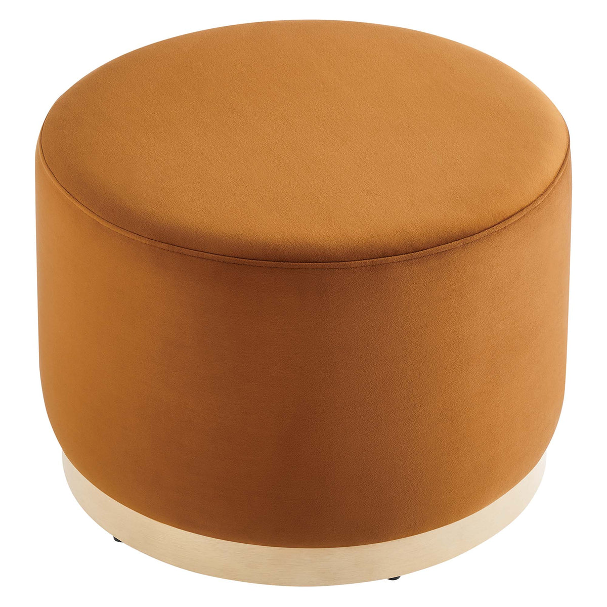 Tilden Large 23" Round Performance Velvet Upholstered Ottoman - Rust Natural