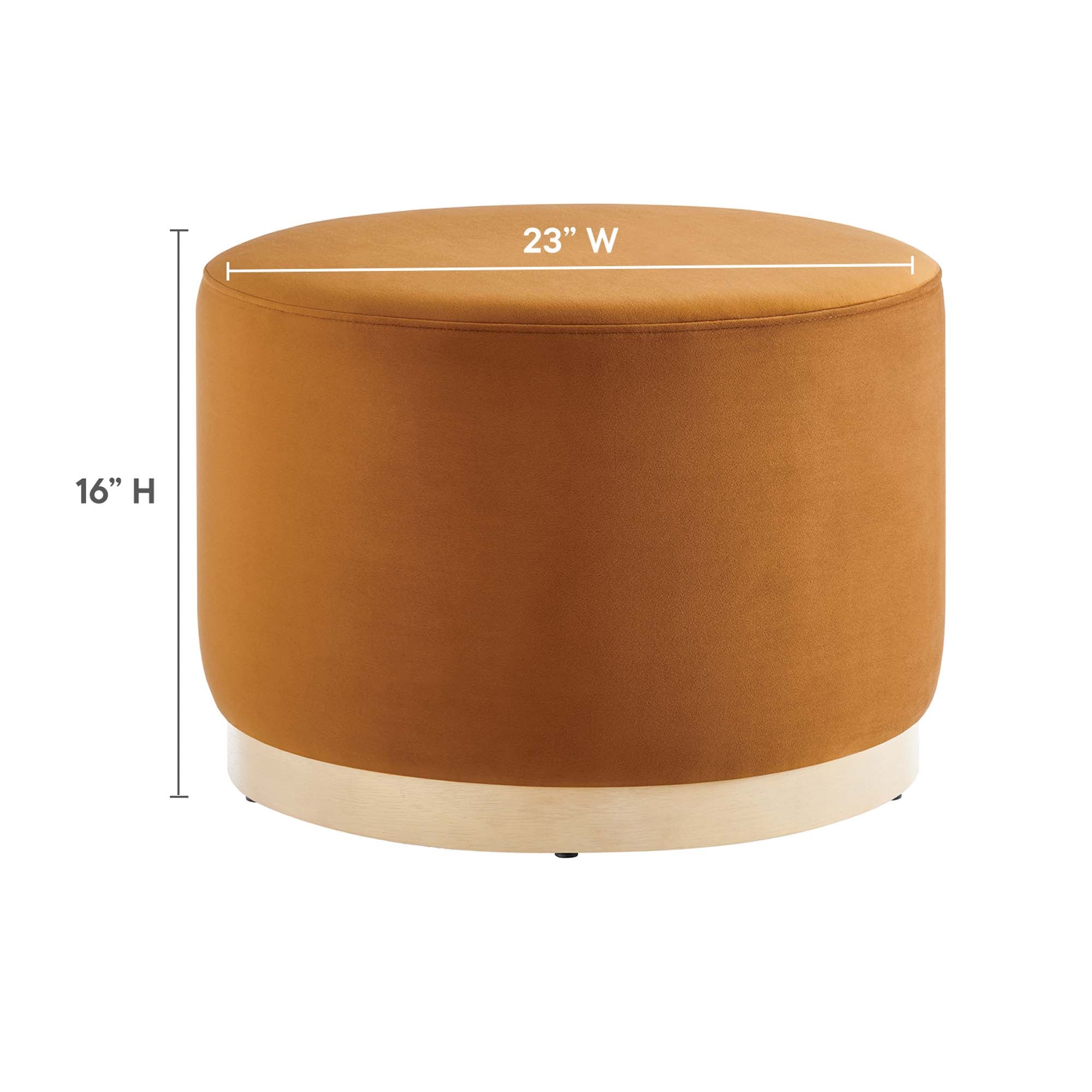 Tilden Large 23" Round Performance Velvet Upholstered Ottoman - Rust Natural