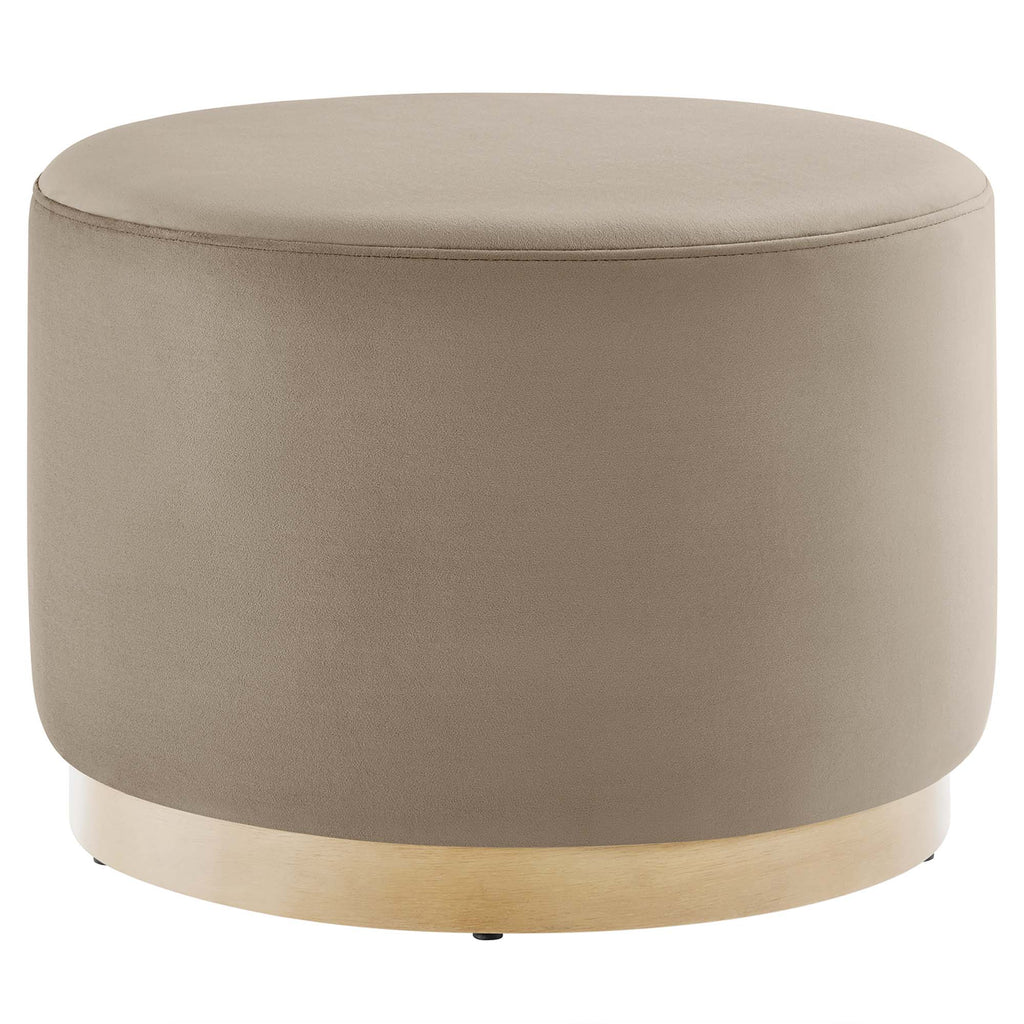Tilden Large 23" Round Performance Velvet Upholstered Ottoman - Taupe Natural