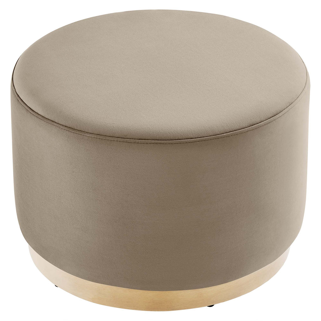 Tilden Large 23" Round Performance Velvet Upholstered Ottoman - Taupe Natural