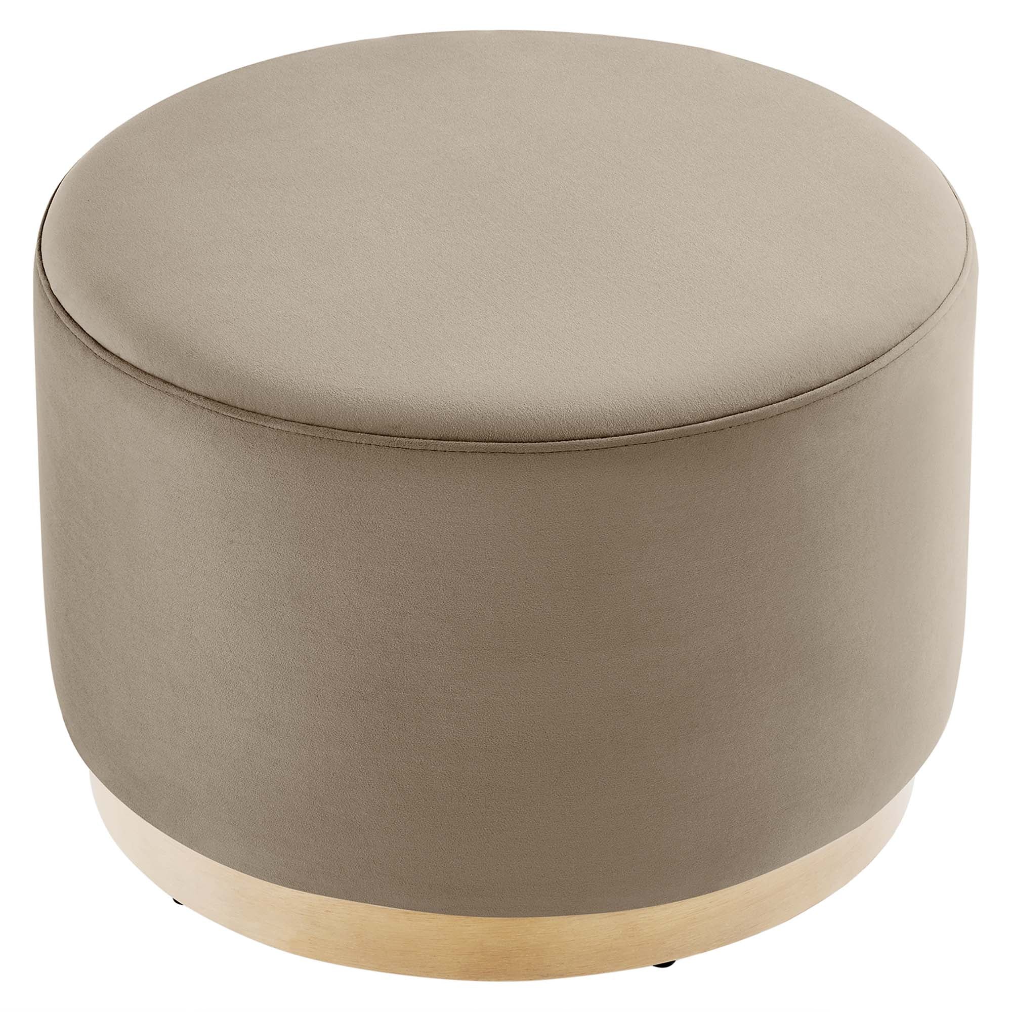 Tilden Large 23" Round Performance Velvet Upholstered Ottoman - Taupe Natural