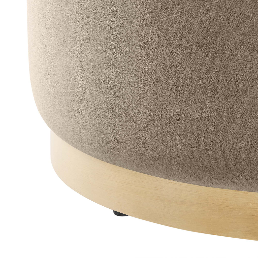 Tilden Large 23" Round Performance Velvet Upholstered Ottoman - Taupe Natural