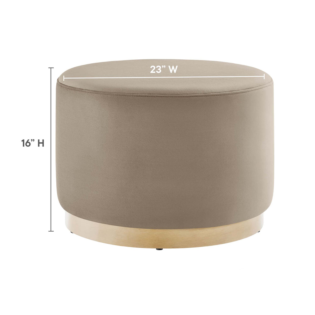 Tilden Large 23" Round Performance Velvet Upholstered Ottoman - Taupe Natural