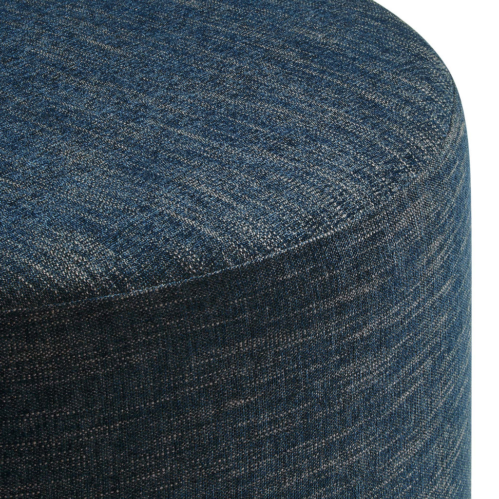 Callum Large 29" Round Woven Heathered Fabric Upholstered Ottoman - Heathered Weave Azure