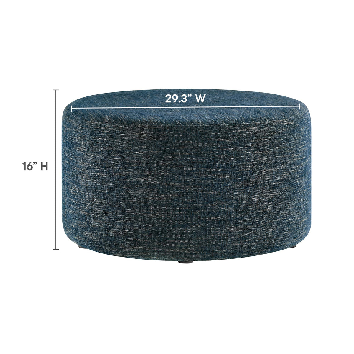 Callum Large 29" Round Woven Heathered Fabric Upholstered Ottoman - Heathered Weave Azure