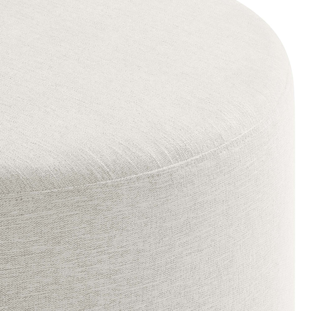 Callum Large 29" Round Woven Heathered Fabric Upholstered Ottoman - Heathered Weave Ivory