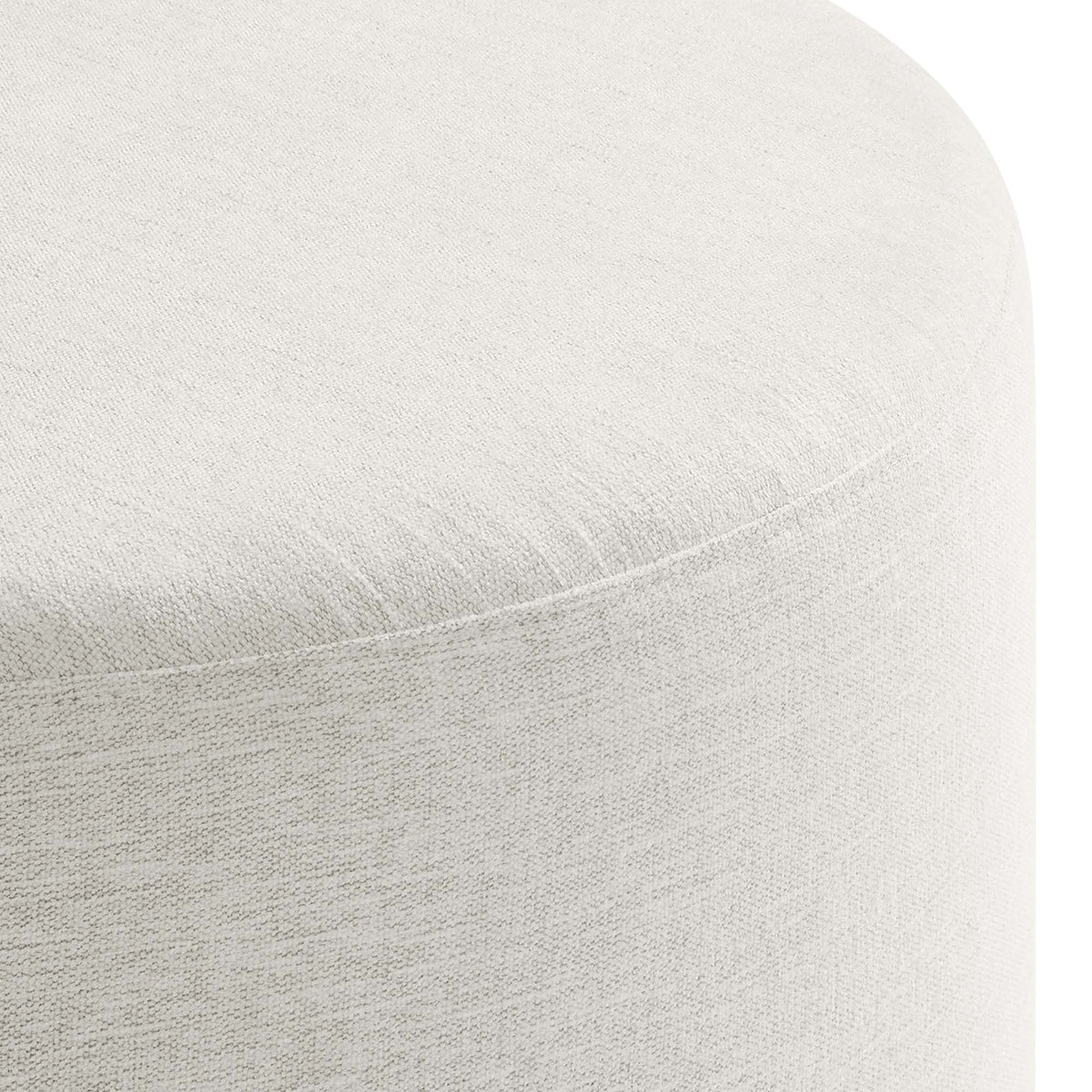 Callum Large 29" Round Woven Heathered Fabric Upholstered Ottoman - Heathered Weave Ivory