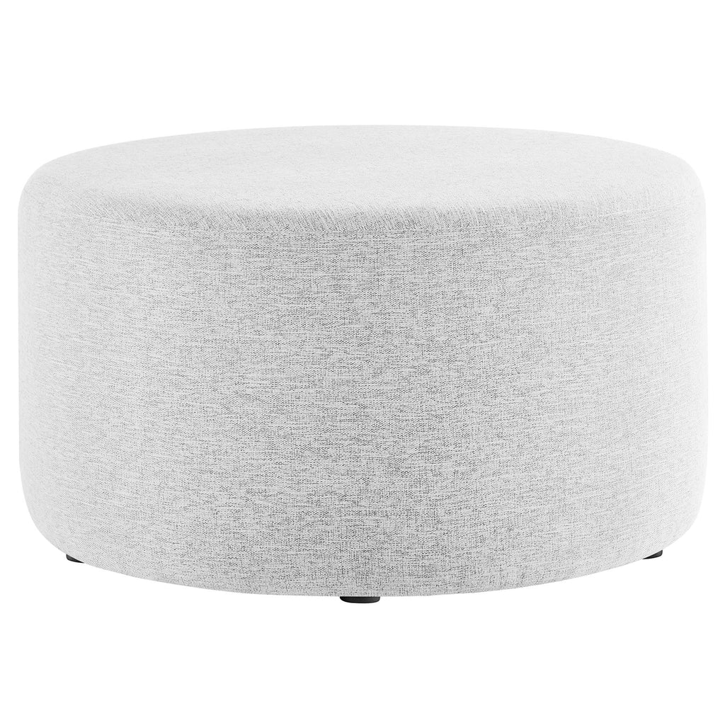 Callum Large 29" Round Woven Heathered Fabric Upholstered Ottoman - Heathered Weave Light Gray