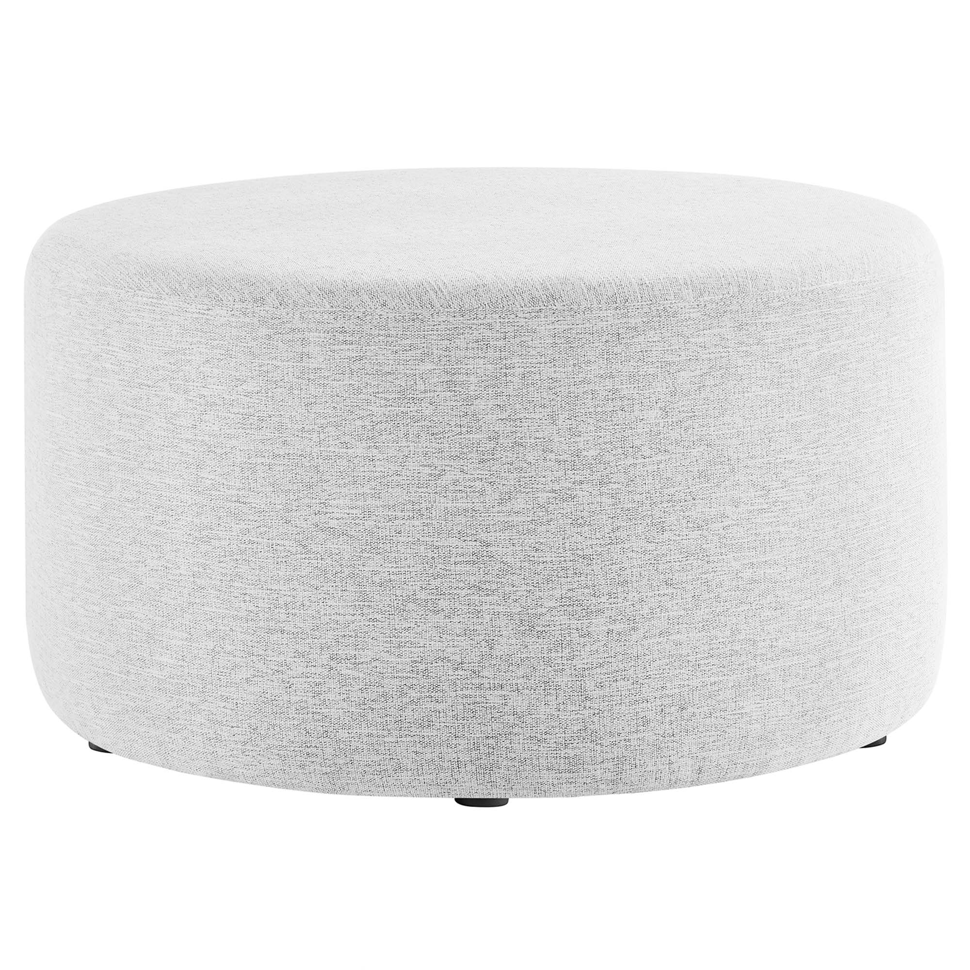 Callum Large 29" Round Woven Heathered Fabric Upholstered Ottoman - Heathered Weave Light Gray