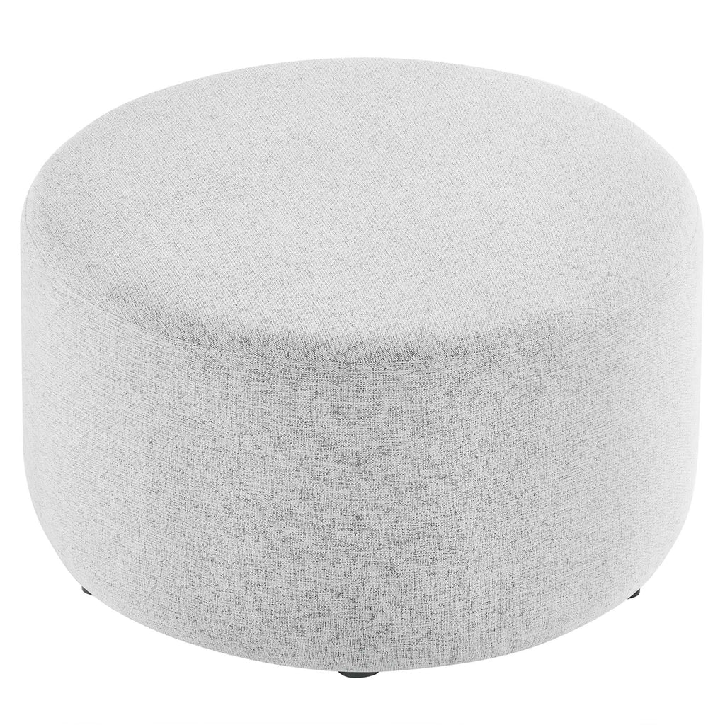 Callum Large 29" Round Woven Heathered Fabric Upholstered Ottoman - Heathered Weave Light Gray